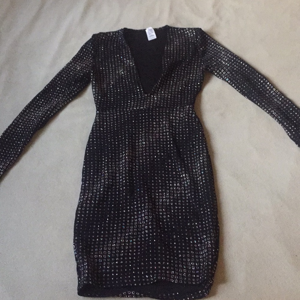 Sexy deep V mini dress